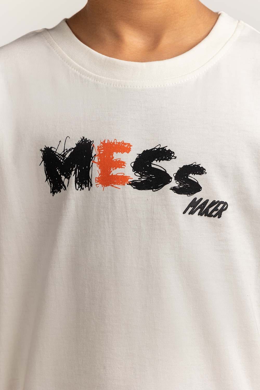 Junior Boy White Printed Tee JB-TS-SS24-024