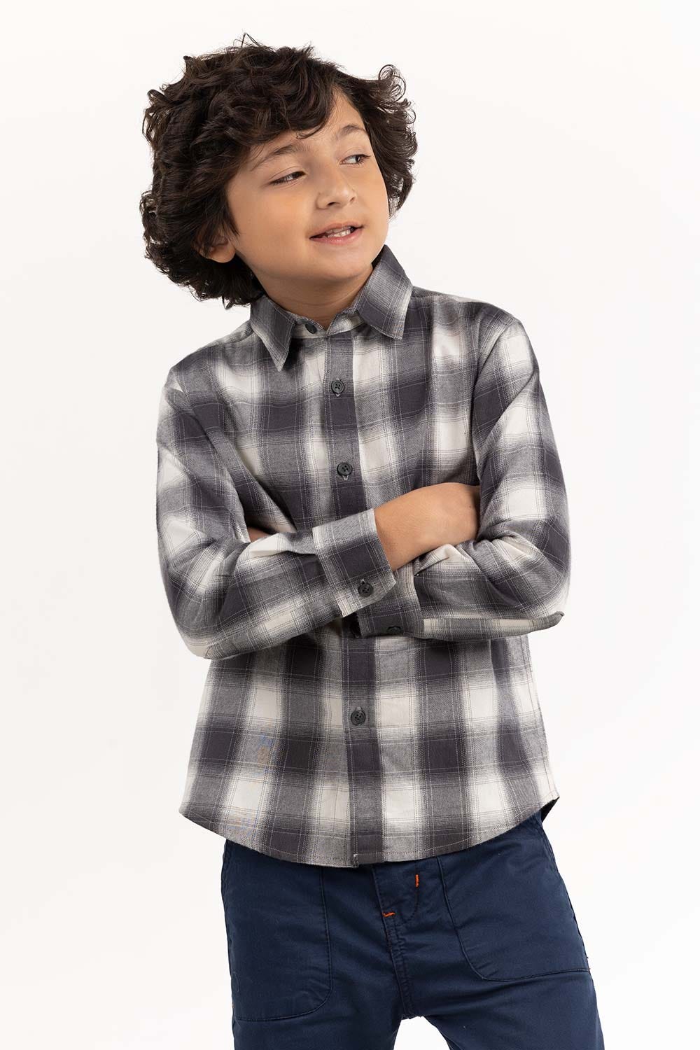 Junior Boy Black And White Casual Shirt 224-317-005