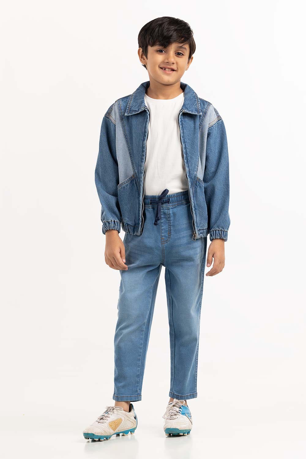 Junior Boy Light Blue Collared Denim Jacket 224-310-050