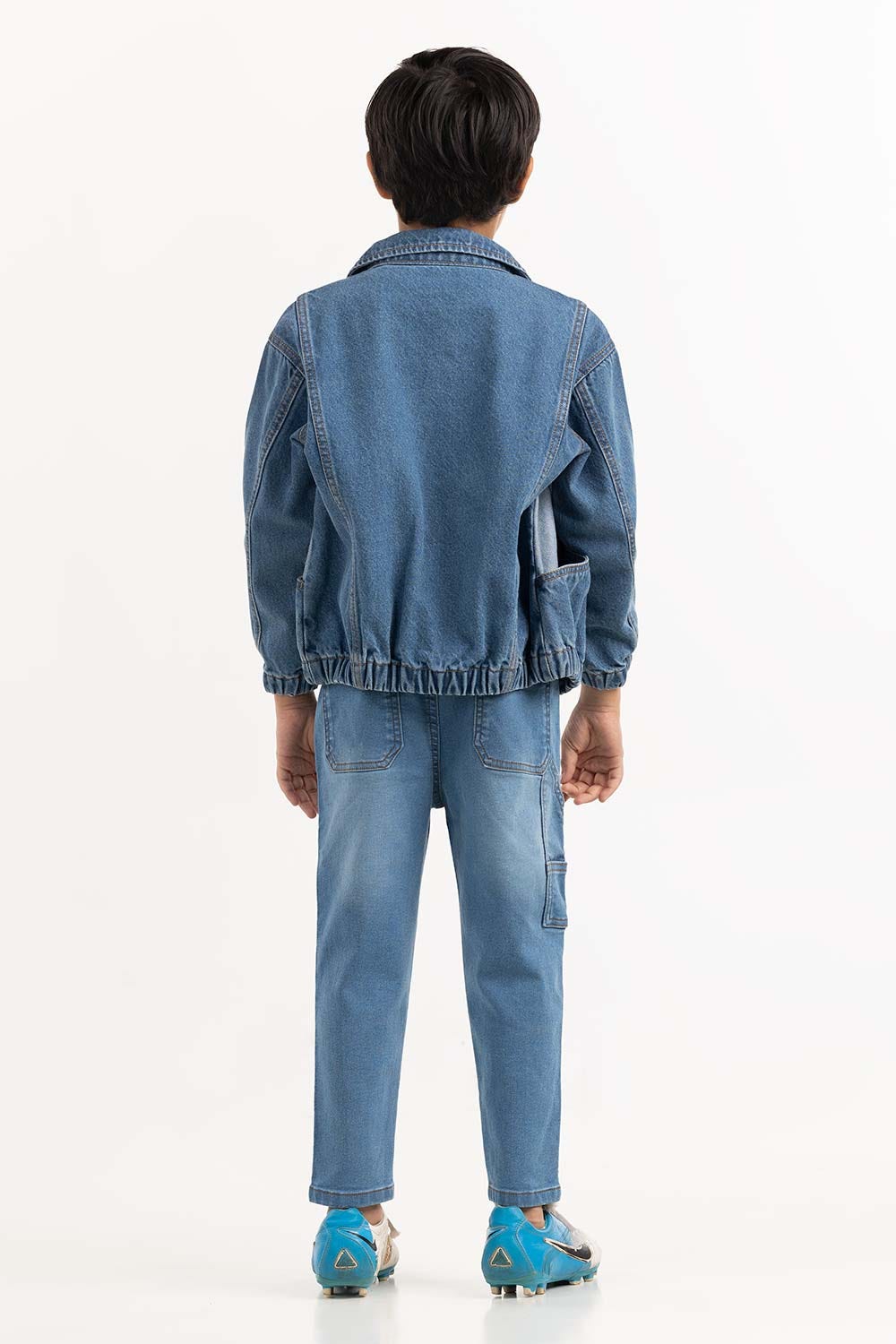 Junior Boy Light Blue Collared Denim Jacket 224-310-050