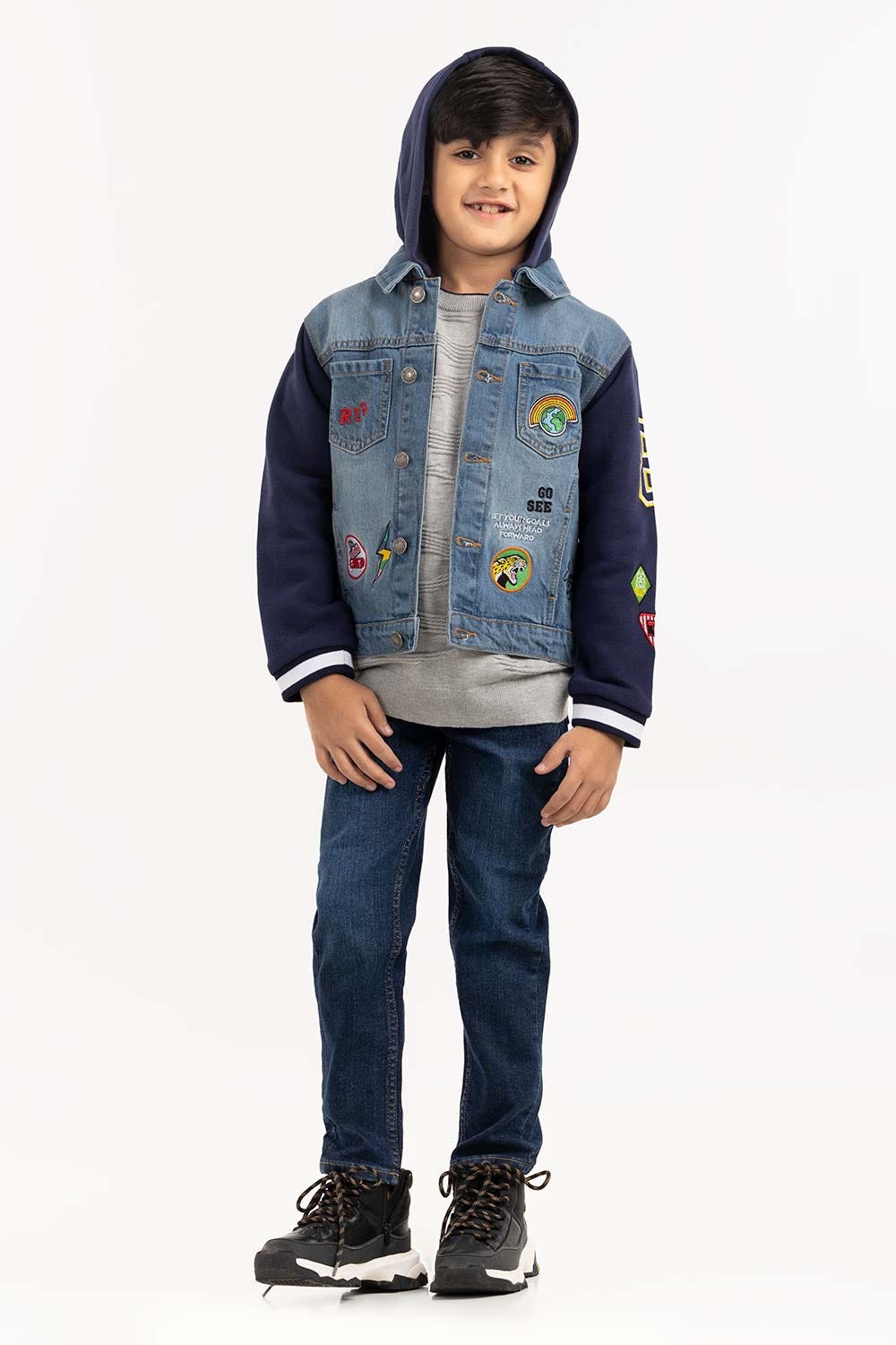Junior Boy Light Blue Collared Denim Jacket 224 -310-049
