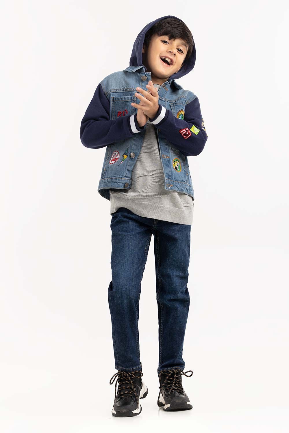 Junior Boy Light Blue Collared Denim Jacket 224 -310-049