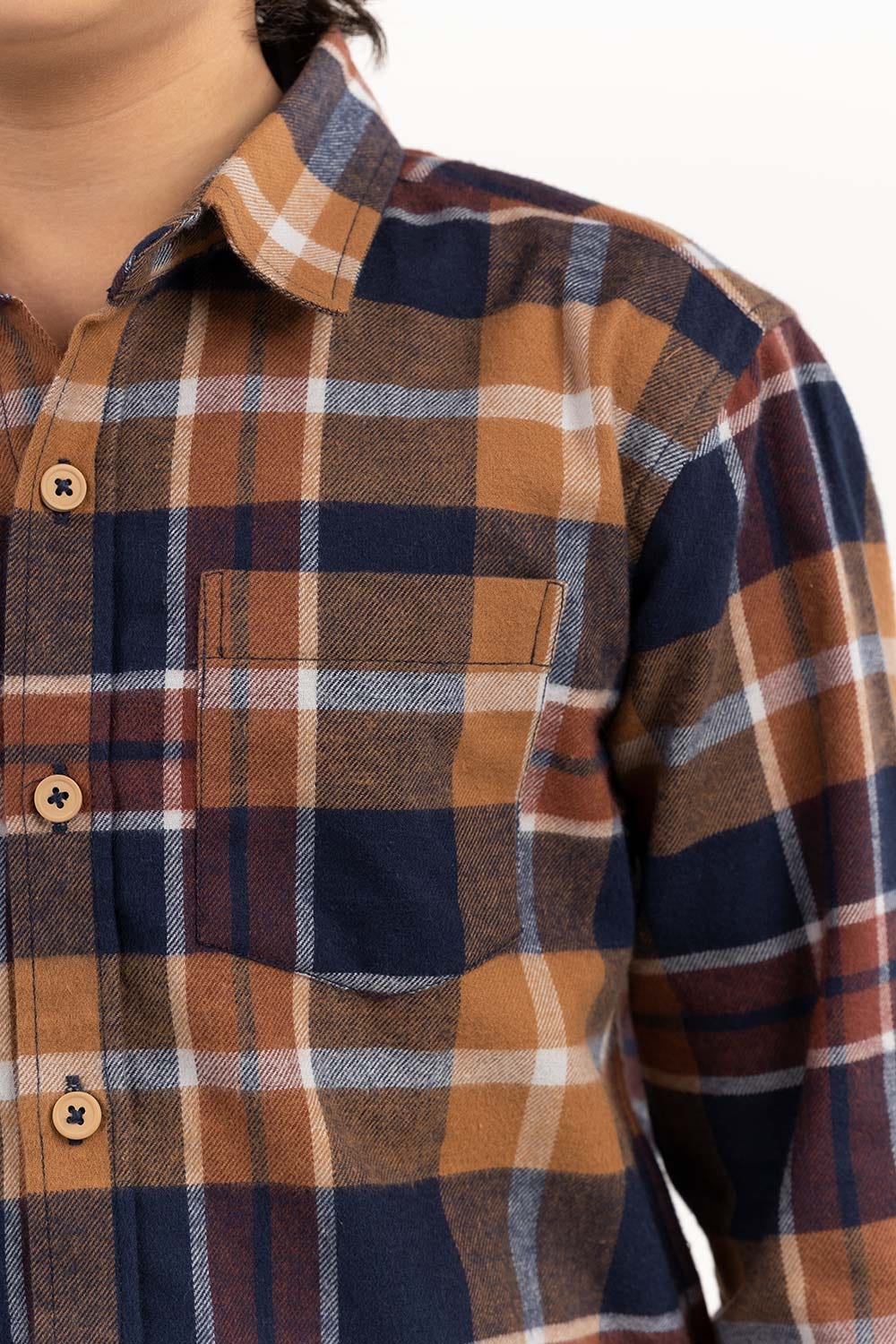 Junior Boy Navy Brown Casual Shirt 224-317-012