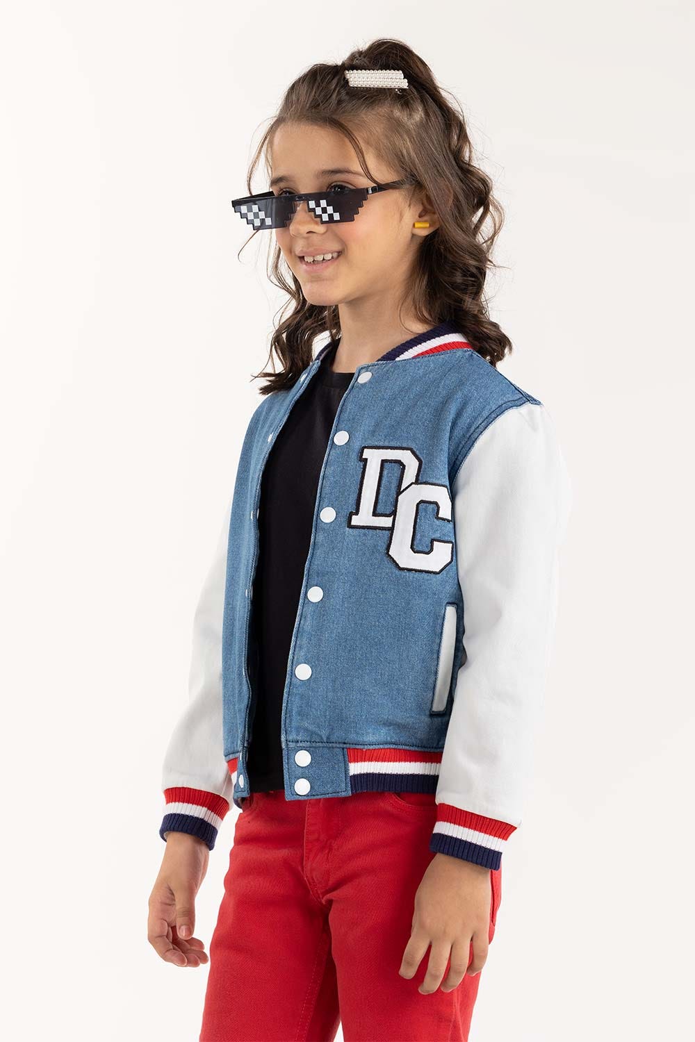 Junior Girl Dark Blue Non Denim Jacket 224-410-049