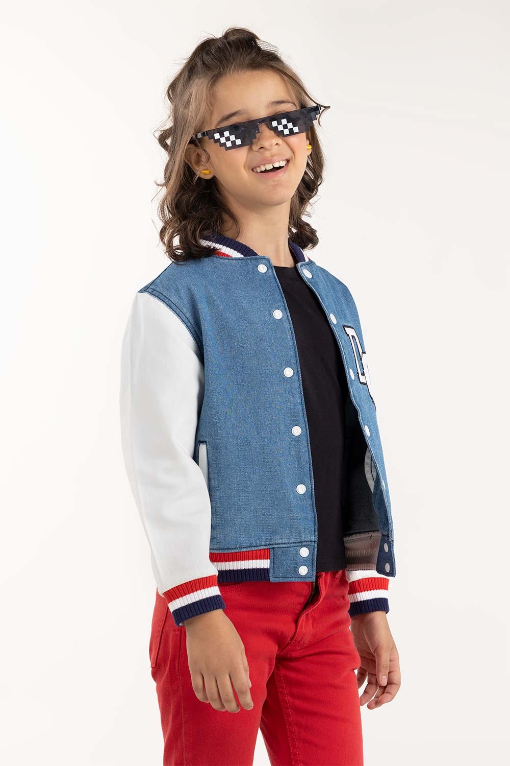 Junior Girl Dark Blue Non Denim Jacket 224-410-049