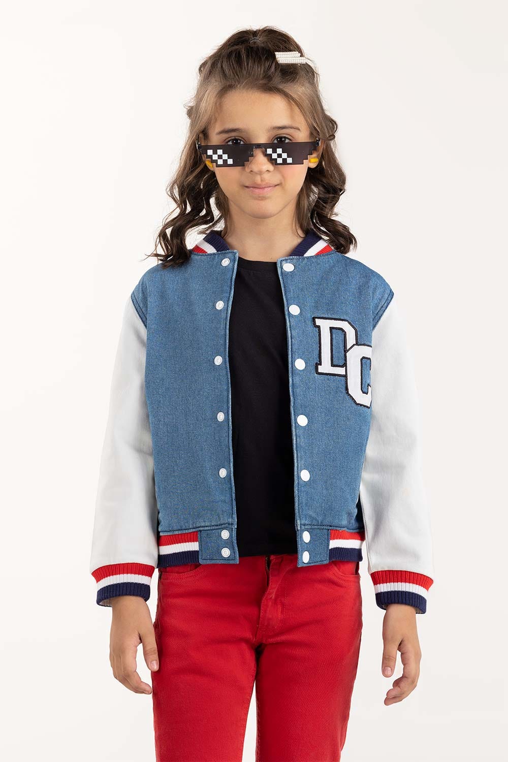 Junior Girl Dark Blue Non Denim Jacket 224-410-049