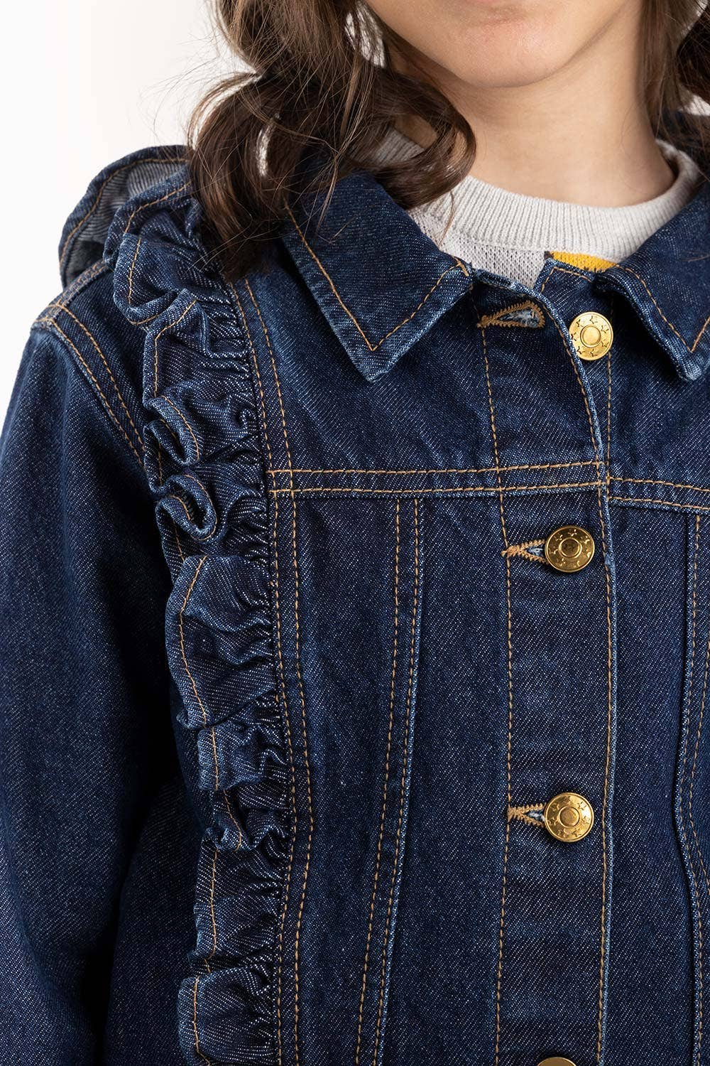 Junior Girl Dark Wash Denim Jacket 224-410-046