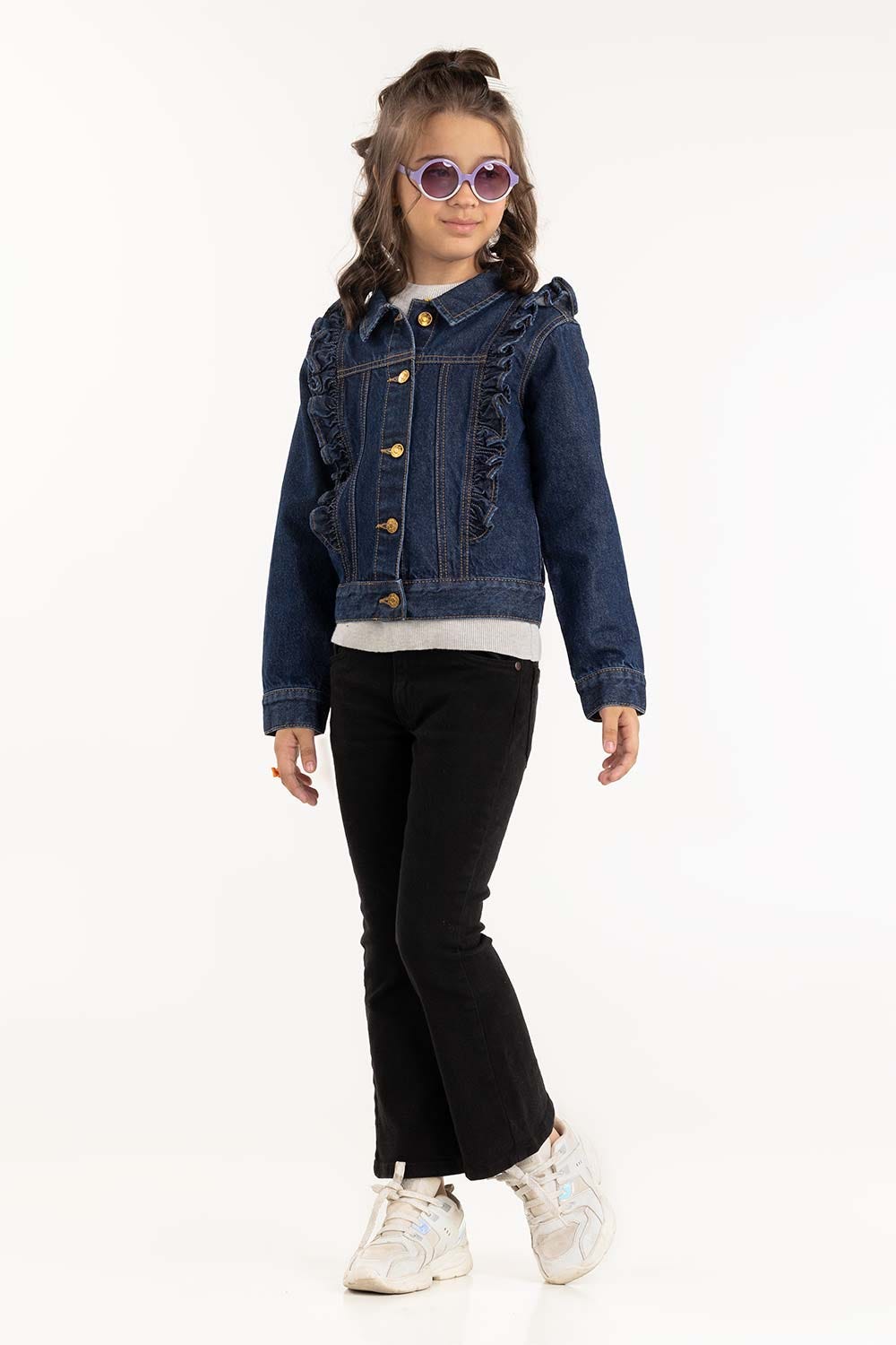 Junior Girl Dark Wash Denim Jacket 224-410-046