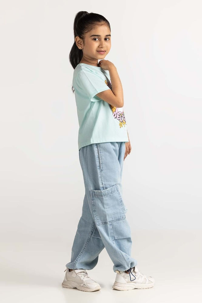 Junior Girl Aqua Printed Tee JG-TS-SS24-012