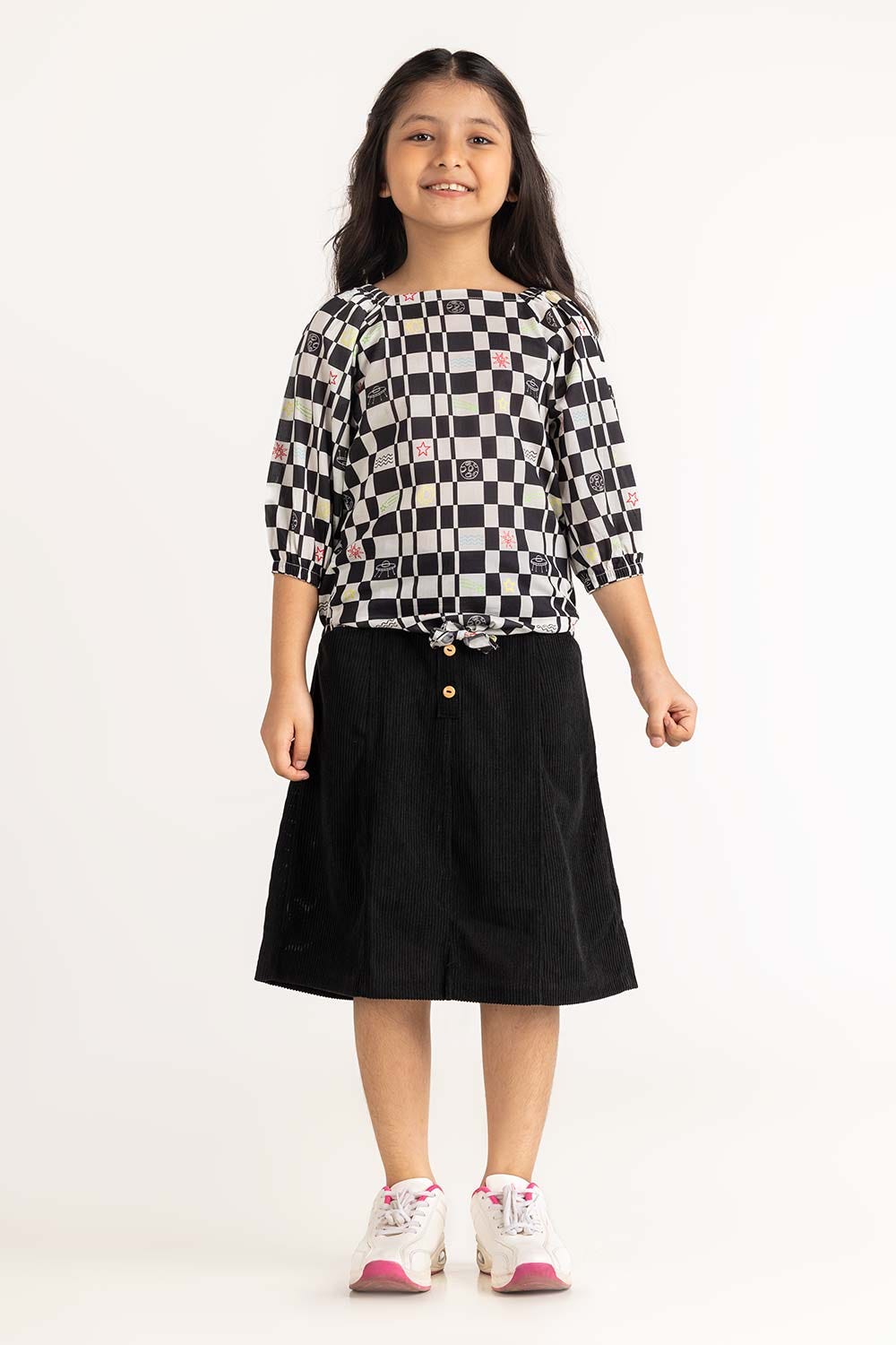 Junior Girl Black And White Blouse 231-416-203