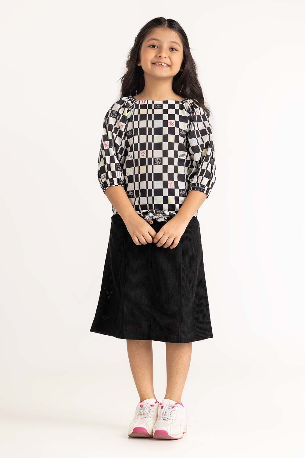 Junior Girl Black And White Blouse 231-416-203