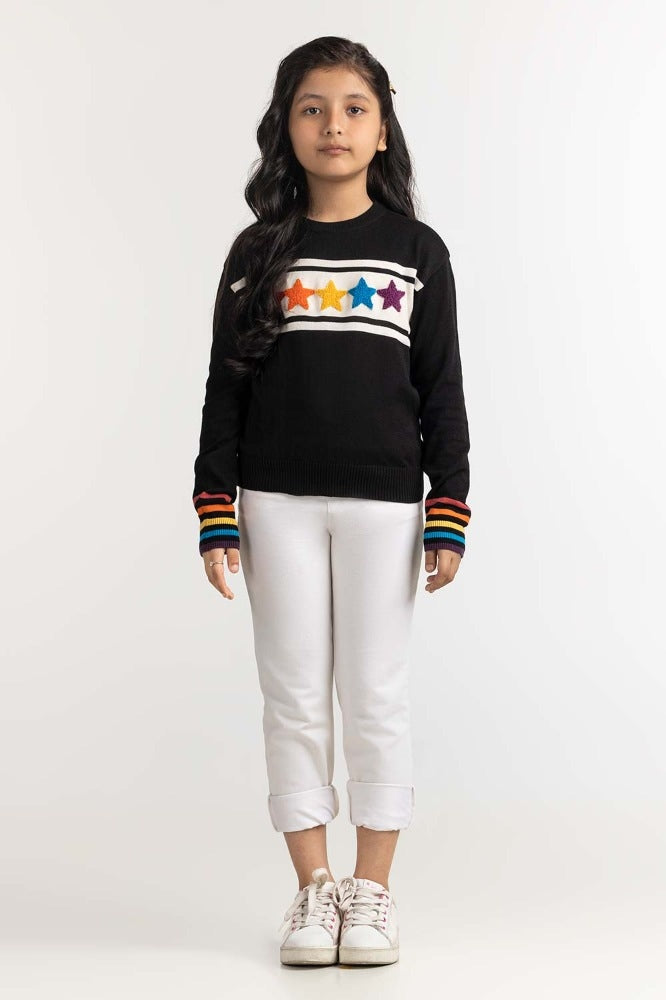 Junior Girl Black Basic Sweater JG-SWT-WS23-002