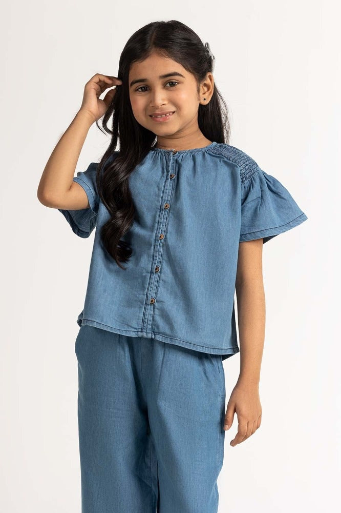 Junior Girl Blue Basic Blouse JG-BLS-SS24-305
