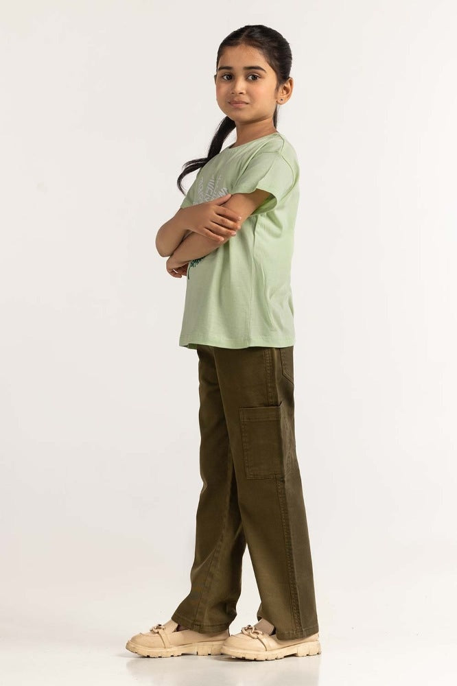Junior Girl Green Printed Tee JG-TS-SS24-029