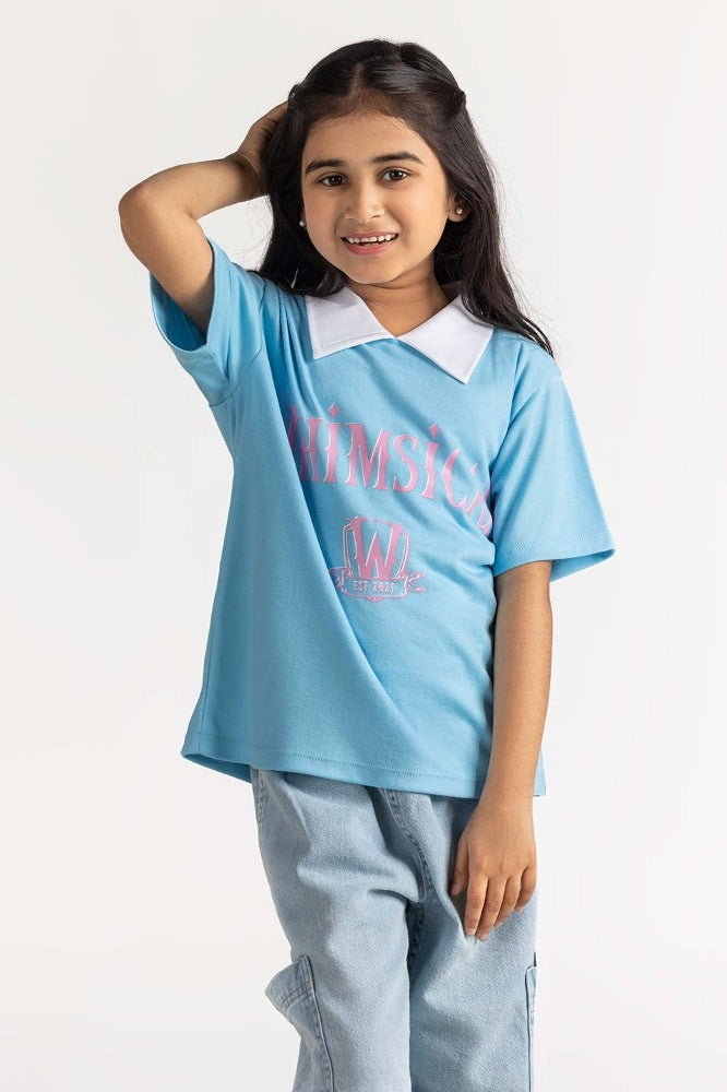 Junior Girl Light Blue Printed Tee JG-TS-SS24-042