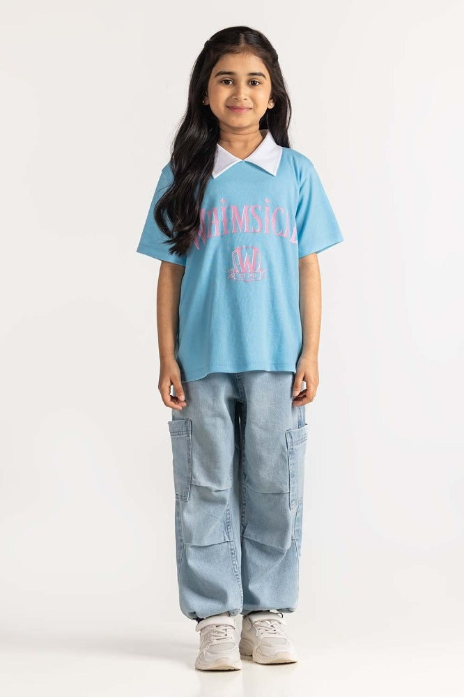 Junior Girl Light Blue Printed Tee JG-TS-SS24-042