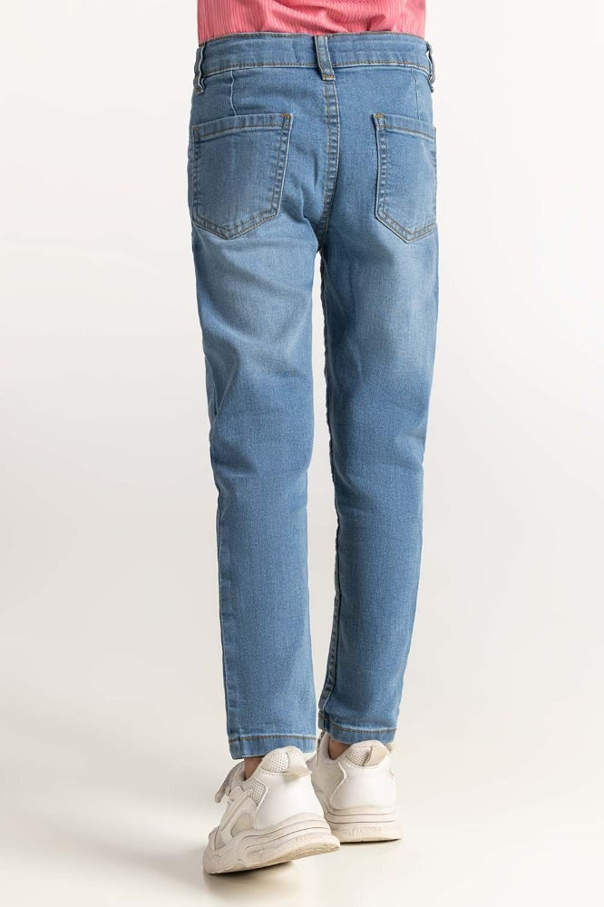 Junior Girl Light Wash Denim Jeans 224-421-001