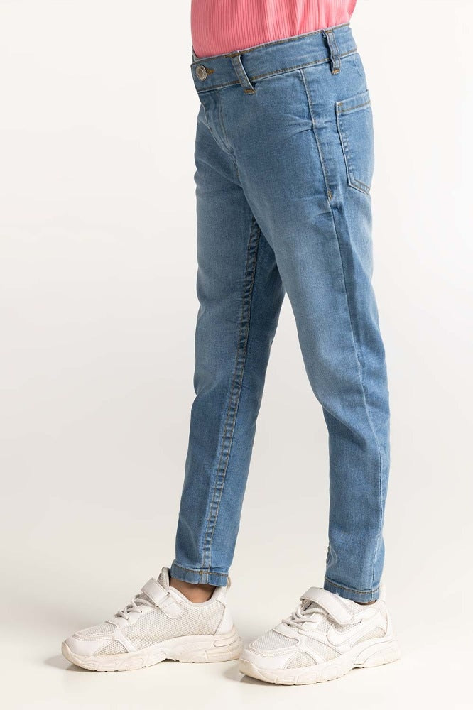 Junior Girl Light Wash Denim Jeans 224-421-001