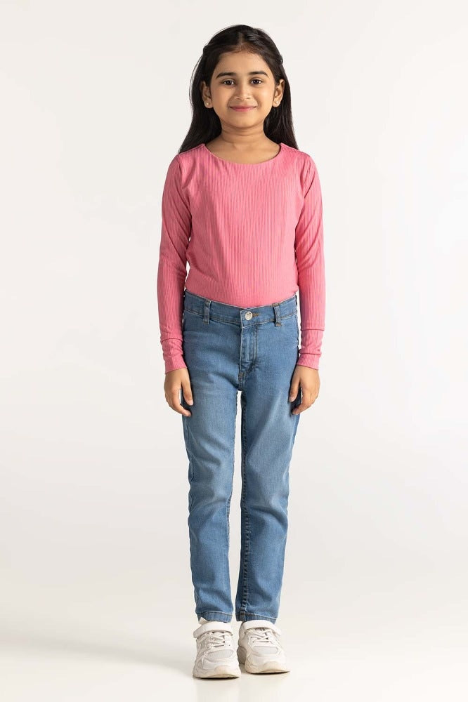 Junior Girl Light Wash Denim Jeans 224-421-001