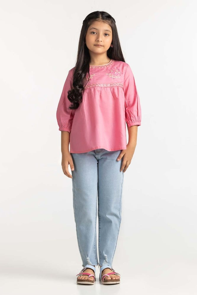 Junior Girl Magenta Basic Blouse 231-417-029