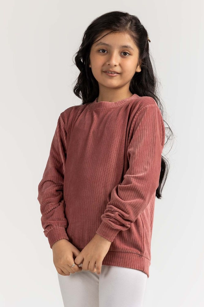 Junior Girl Maroon Basic Sweatshirt JG-SW23-005