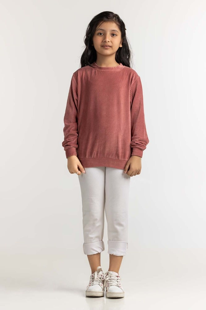 Junior Girl Maroon Basic Sweatshirt JG-SW23-005