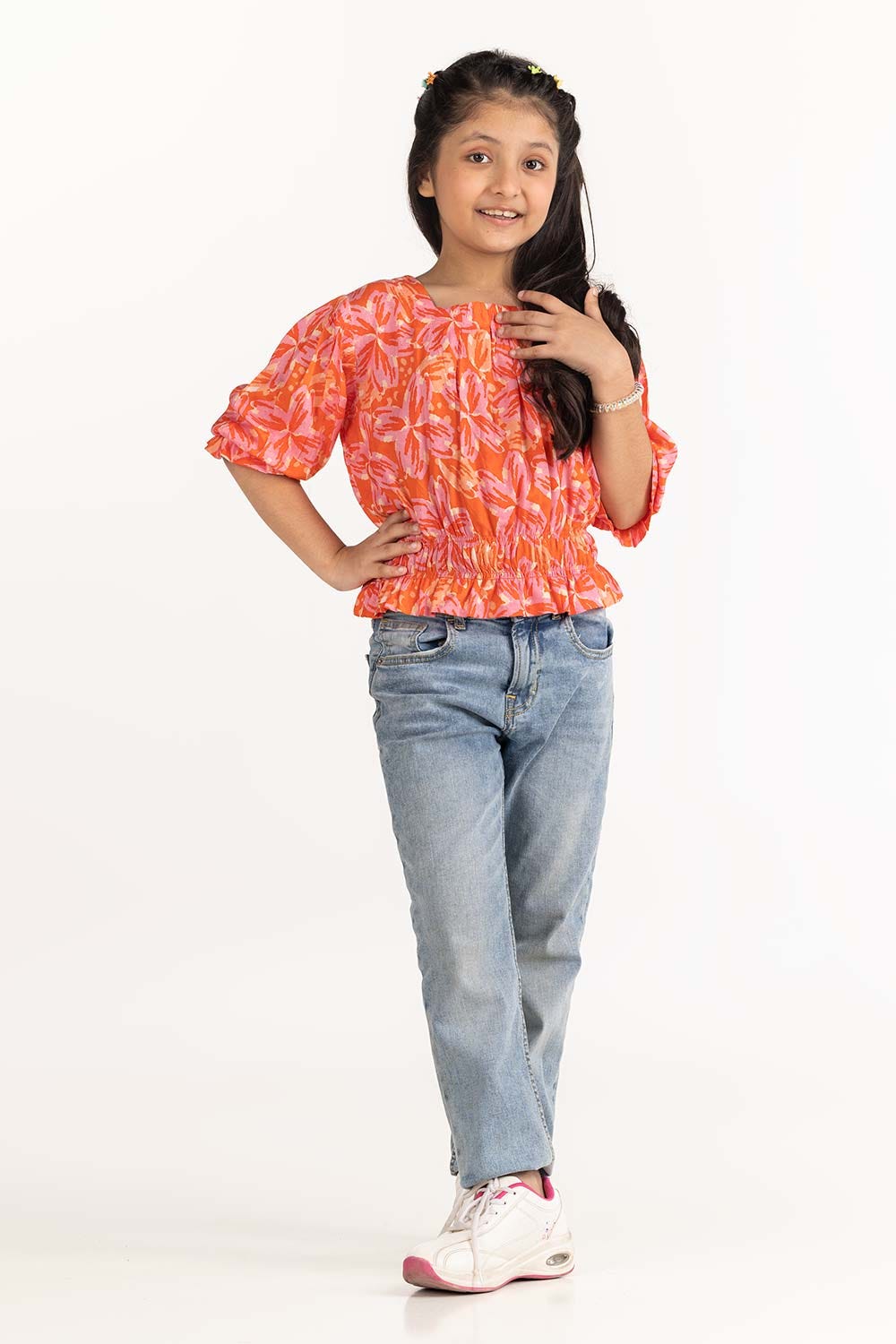 Junior Girl Orange Blouse 231-417-019