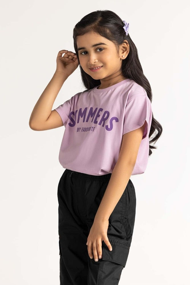Junior Girl Orchid Printed Tee JG-TS-SS24-027