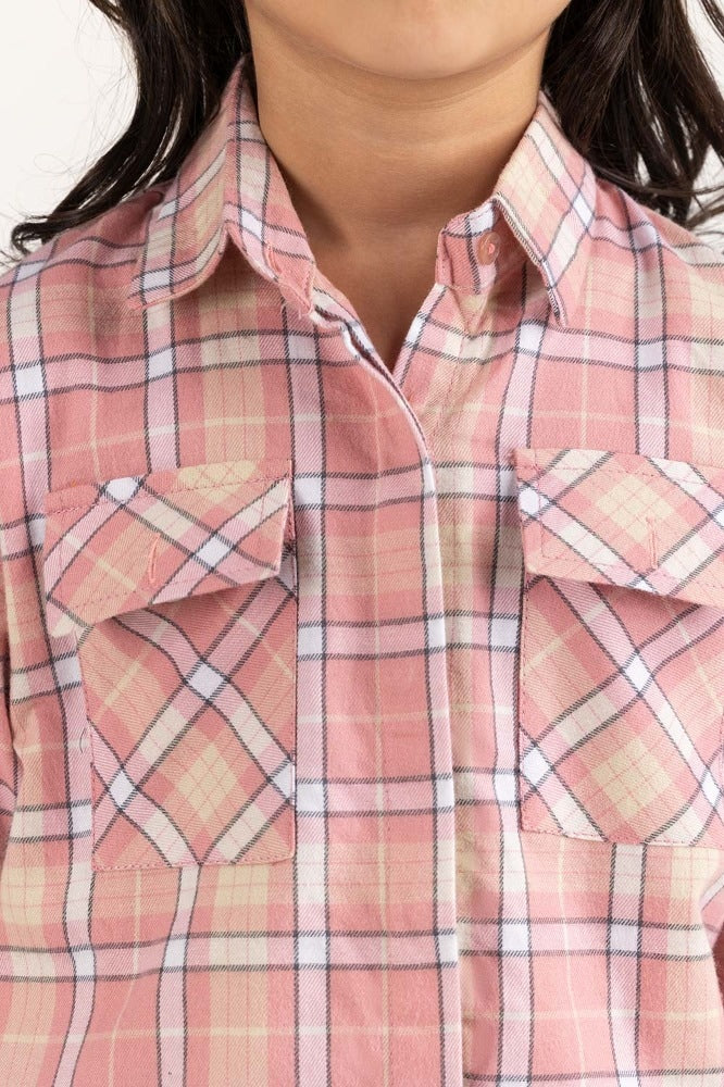 Junior Girl Pink and White Casual Shirt 224-417-008