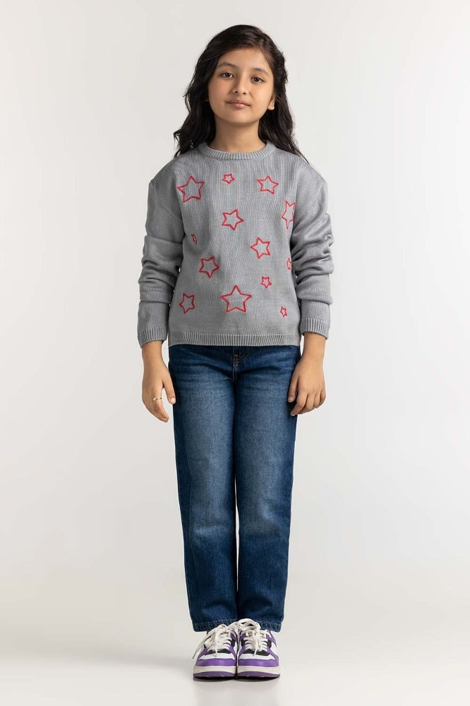 Junior Girl Pink Basic Sweater JG-SWT-WS23-001