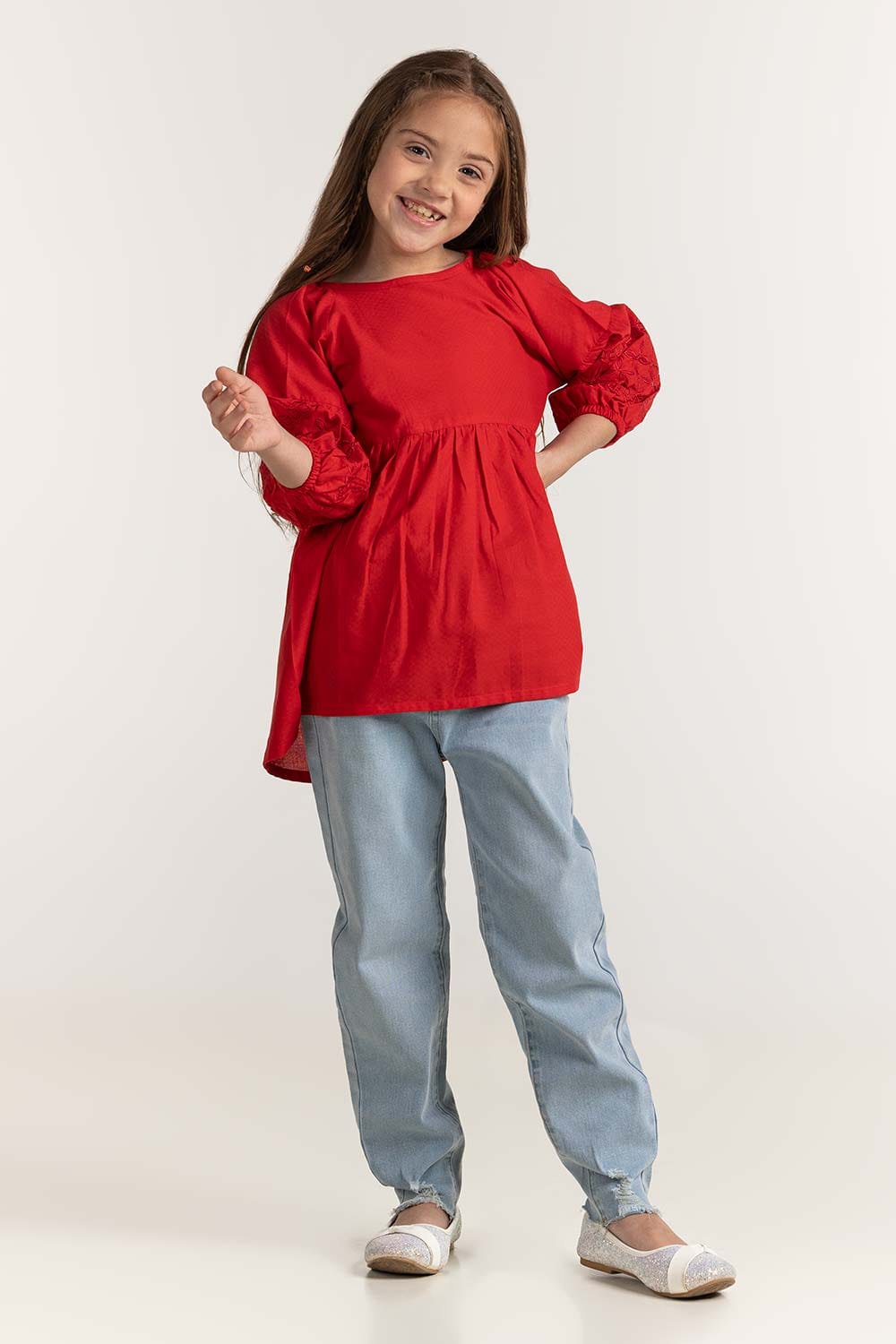 Junior Girl Red Basic Blouse 231-417-021