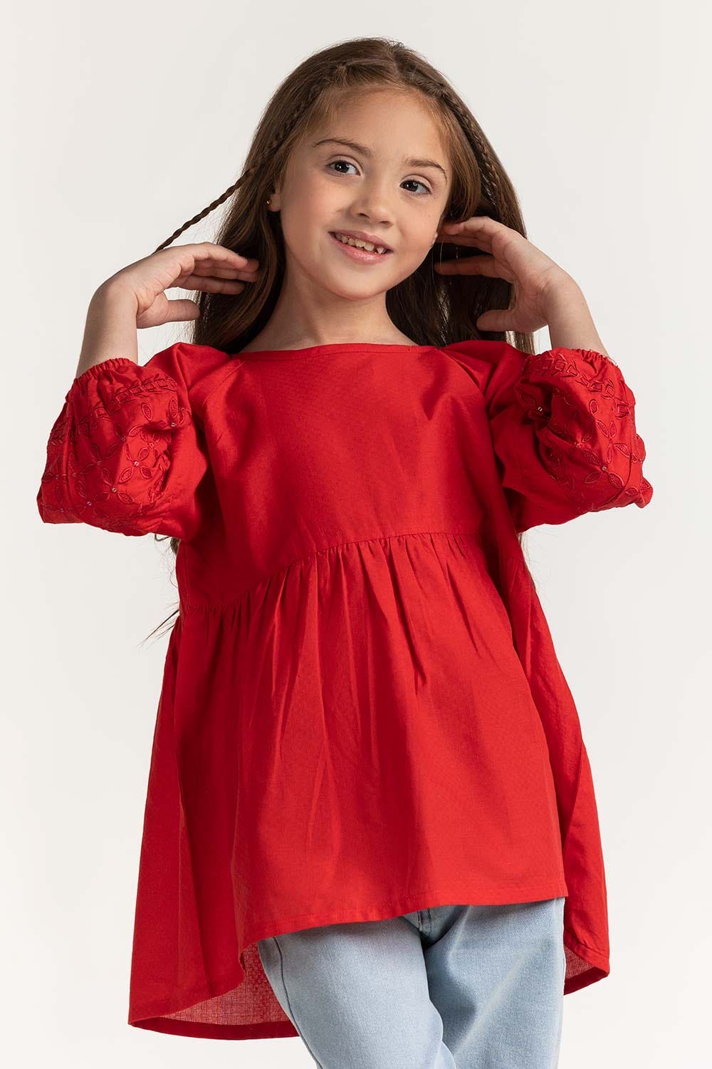 Junior Girl Red Basic Blouse 231-417-021