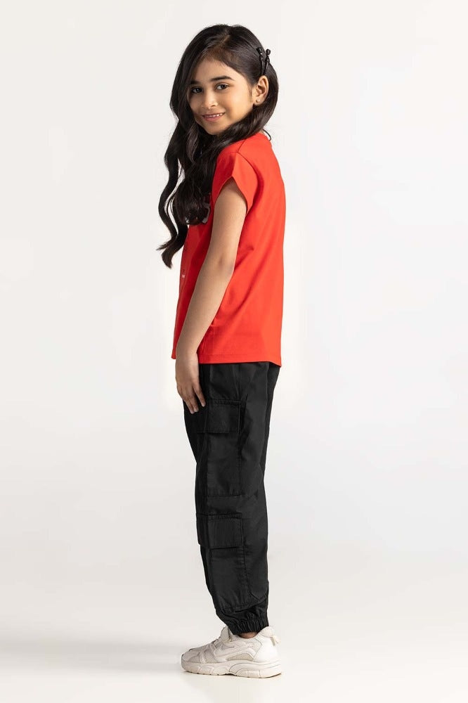 Junior Girl Red Printed Tee JG-TS-SS24-010