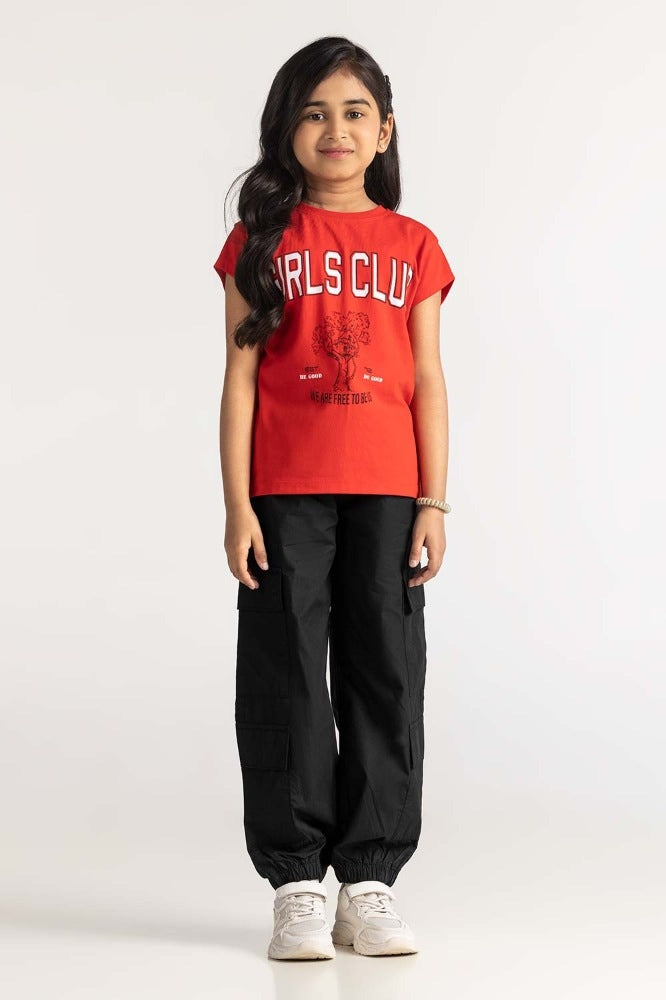 Junior Girl Red Printed Tee JG-TS-SS24-010
