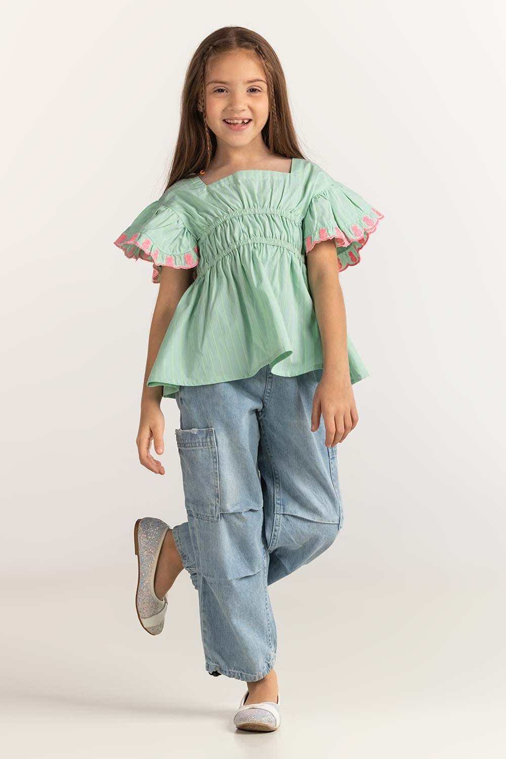 Junior Girl Sea Green Dress JG-DRS-SS24-028