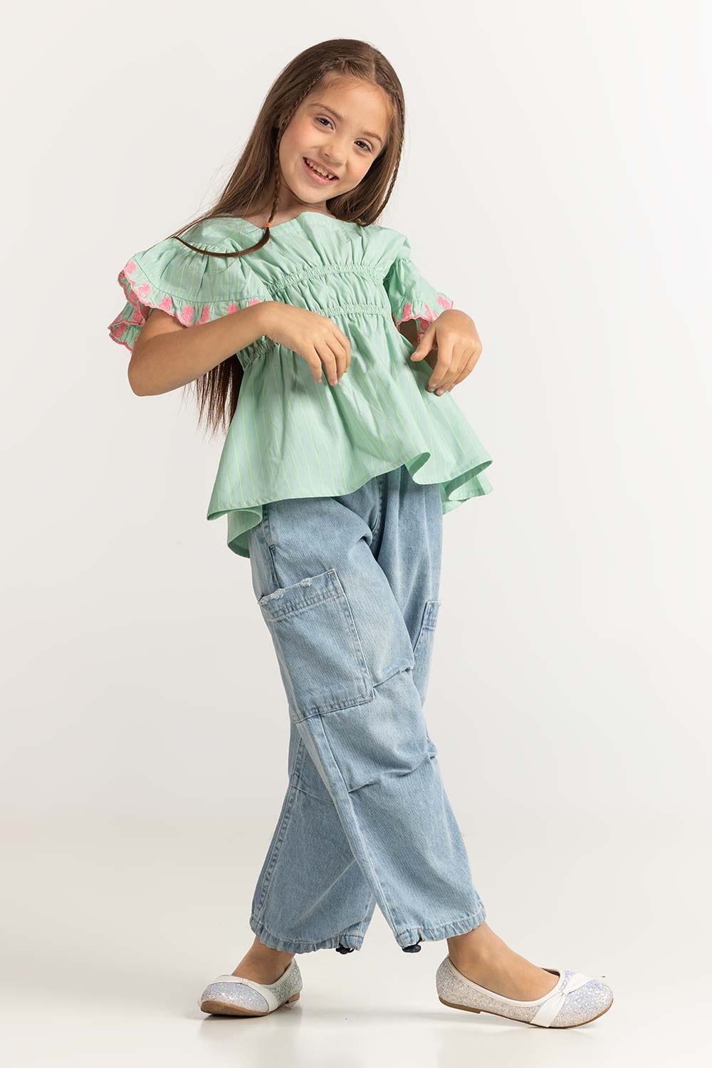 Junior Girl Sea Green Dress JG-DRS-SS24-028