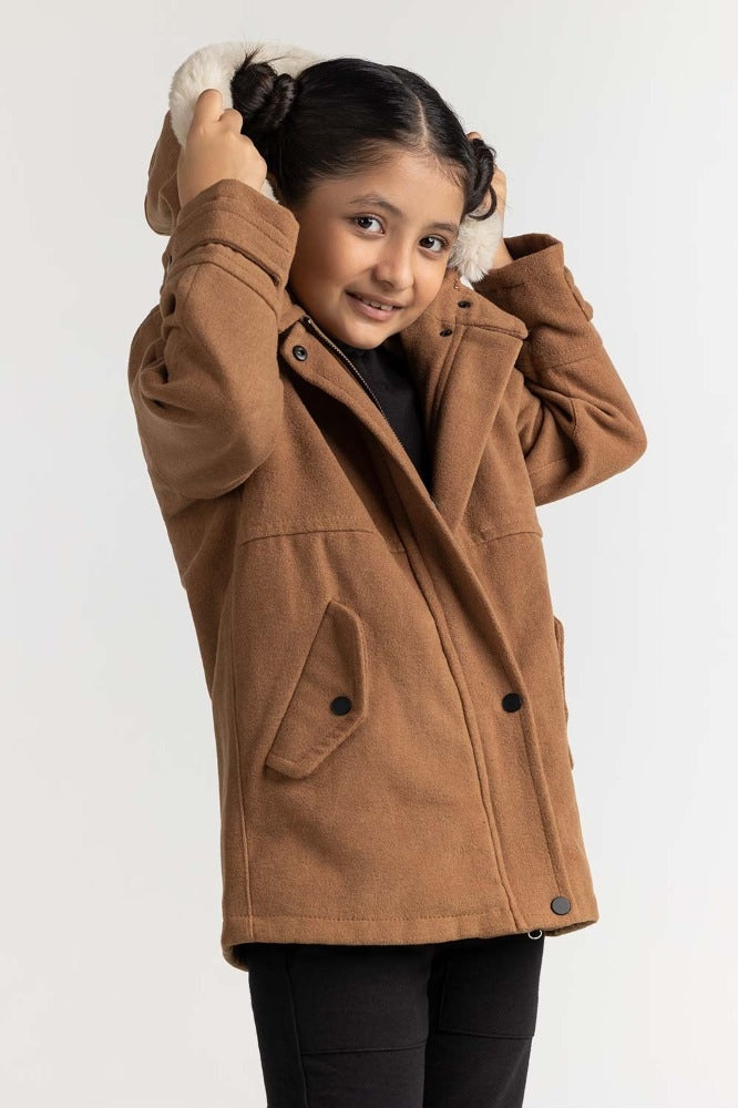 Junior Girl Tan Basic Jackets JG-JKT-WS23-028