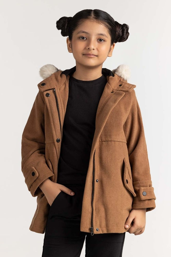 Junior Girl Tan Basic Jackets JG-JKT-WS23-028