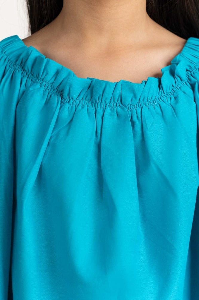 Junior Girl Turquoise Basic Blouse 231-416-201T