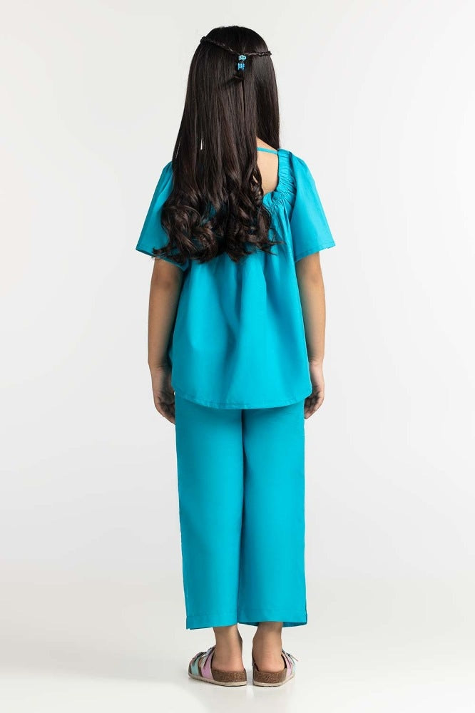 Junior Girl Turquoise Basic Blouse 231-416-201T