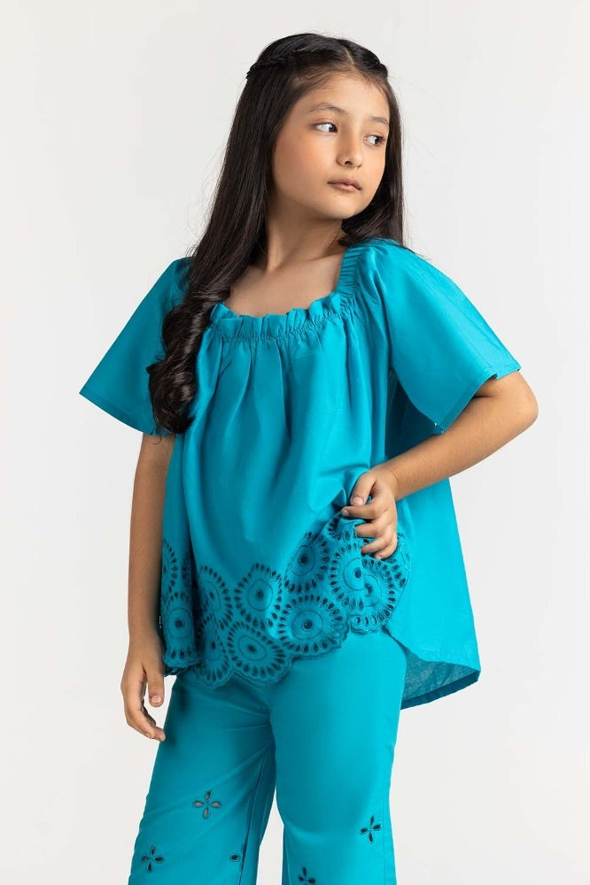 Junior Girl Turquoise Basic Blouse 231-416-201T