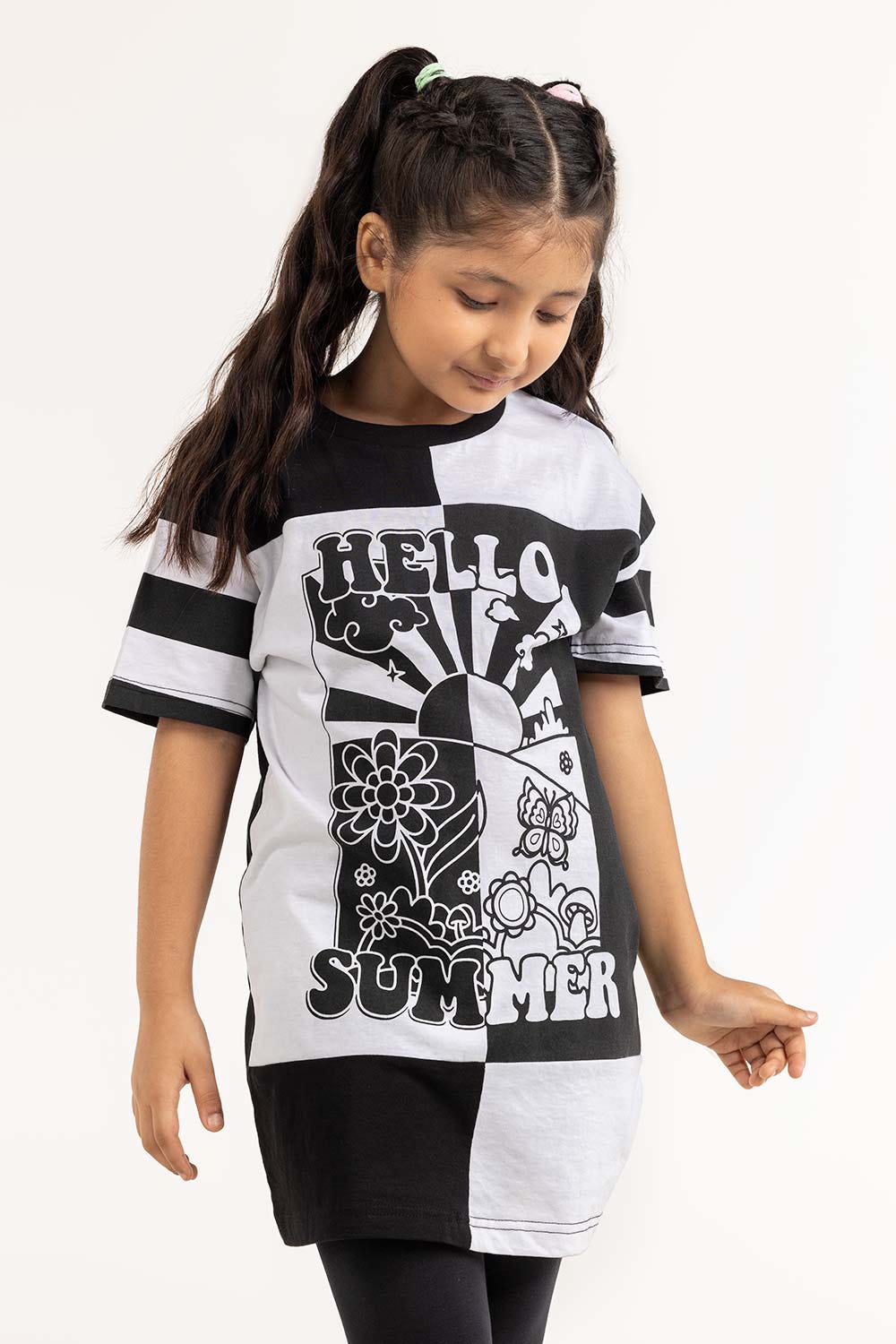 Junior Girl White And Black T-Shirt 231-413-017