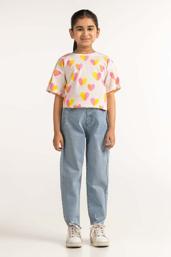 Junior Girl White Printed Tee JG-TS-SS24-032
