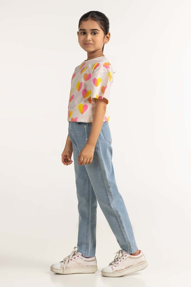 Junior Girl White Printed Tee JG-TS-SS24-032