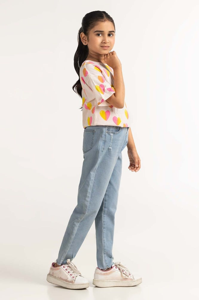 Junior Girl White Printed Tee JG-TS-SS24-032