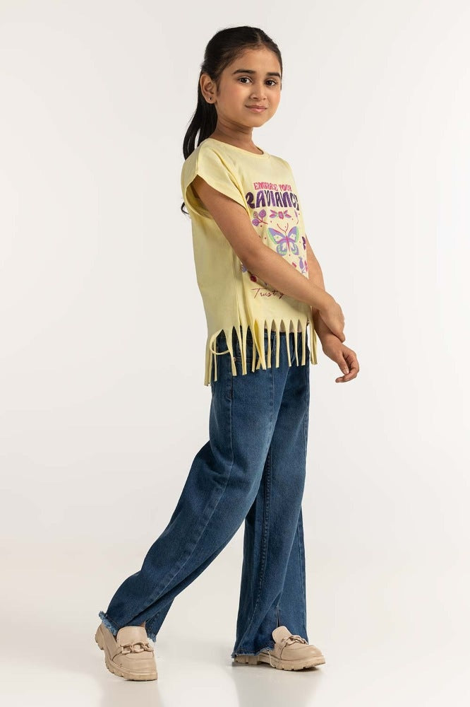 Junior Girl Yellow Printed Tee JG-TS-SS24-006