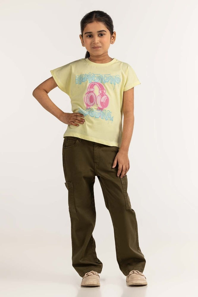 Junior Girl Yellow Printed Tee JG-TS-SS24-015
