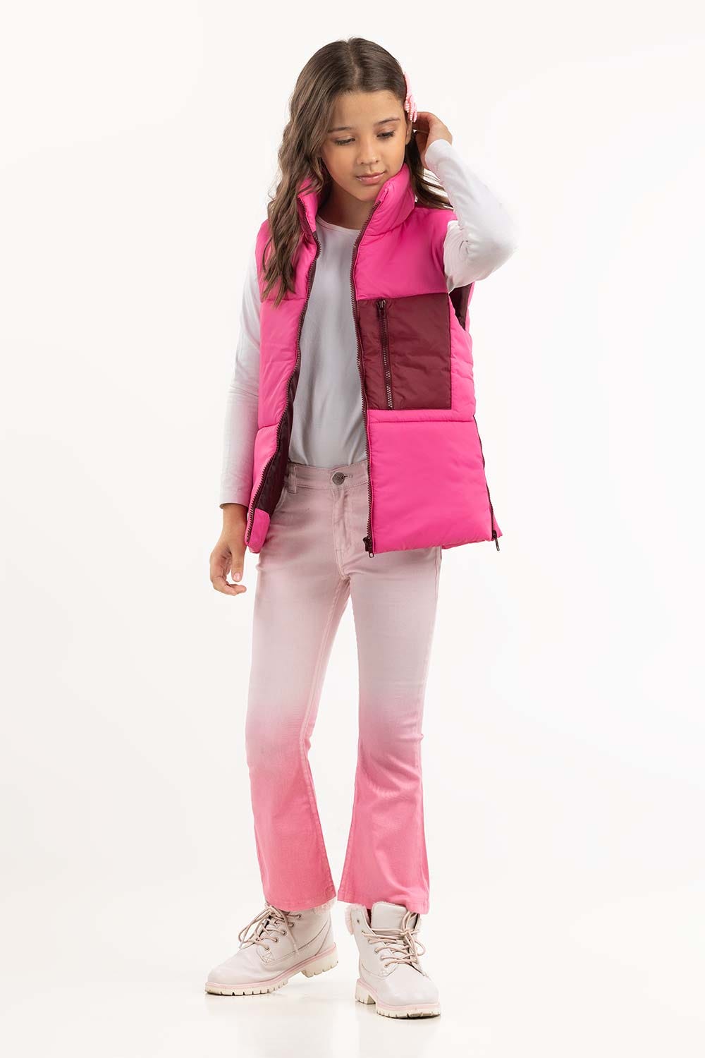 Junior Girl Pink Puffer Jacket 224-410-003