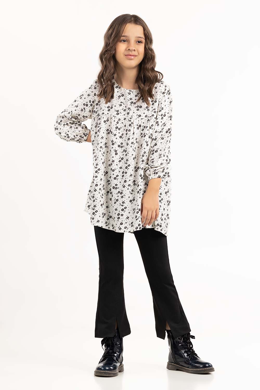 Junior Girl White Woven Shirt 224-417-023