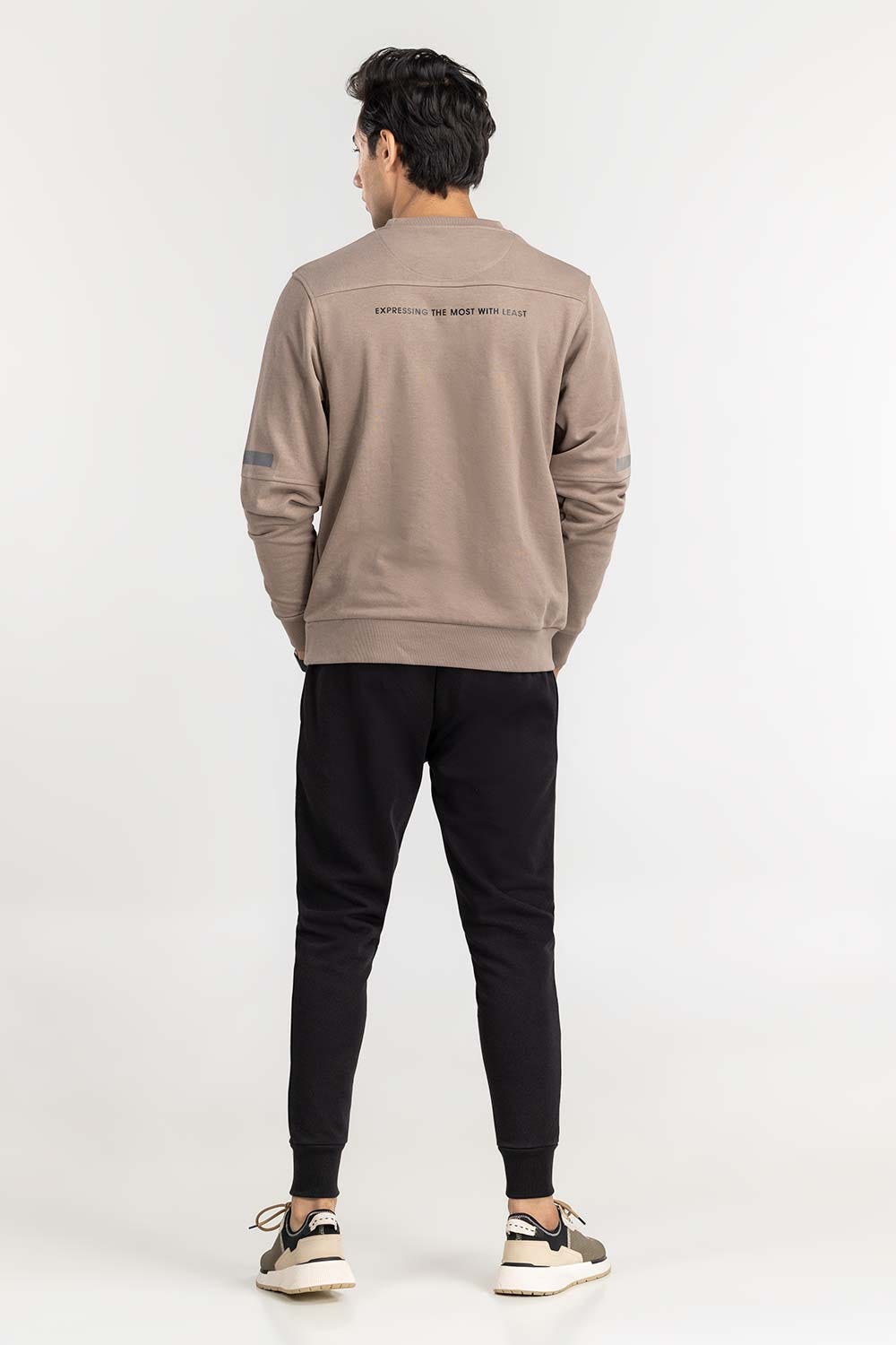 Khaki Basic Cut & Sew Graphic Sweat Shirt SWS-F22-062